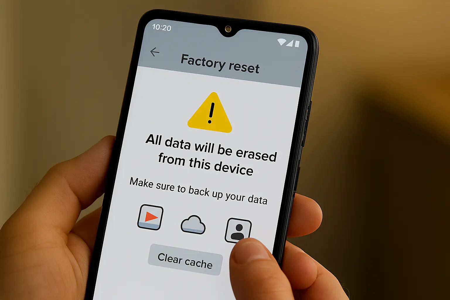 Factory reset warning