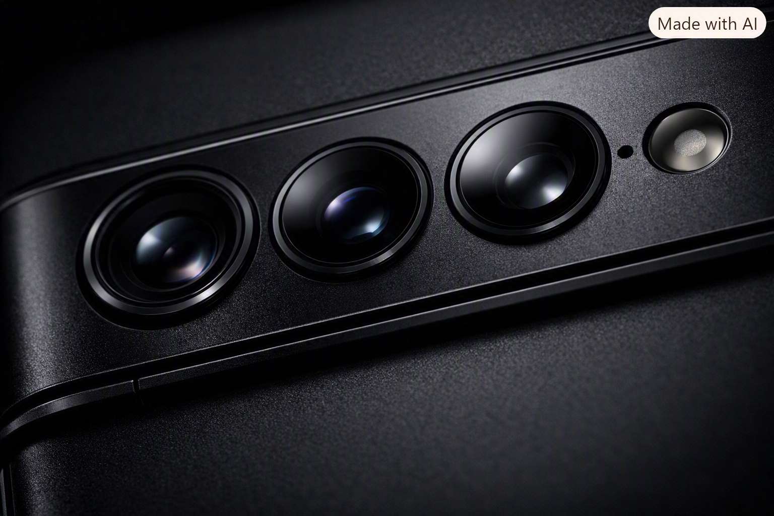 Close-up macro shot of the Google Pixel 11 Pro rear camera visor with matte black rails