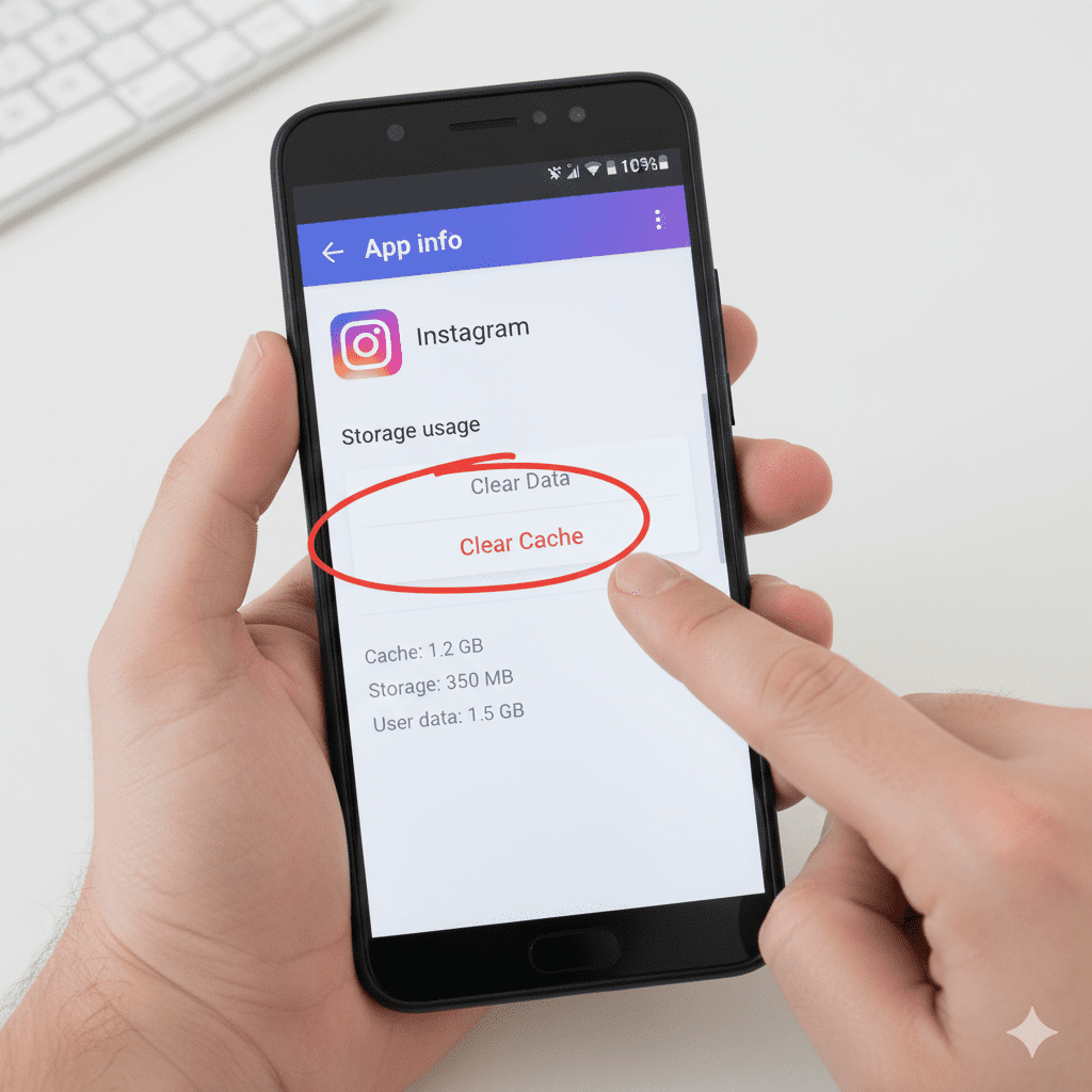 Clearing Instagram app cache on Android phone