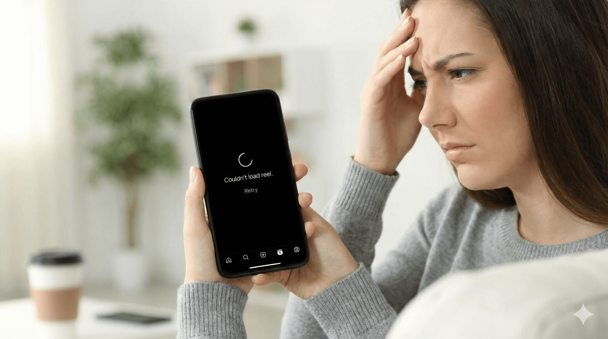 Instagram Reels not loading error on smartphone screen