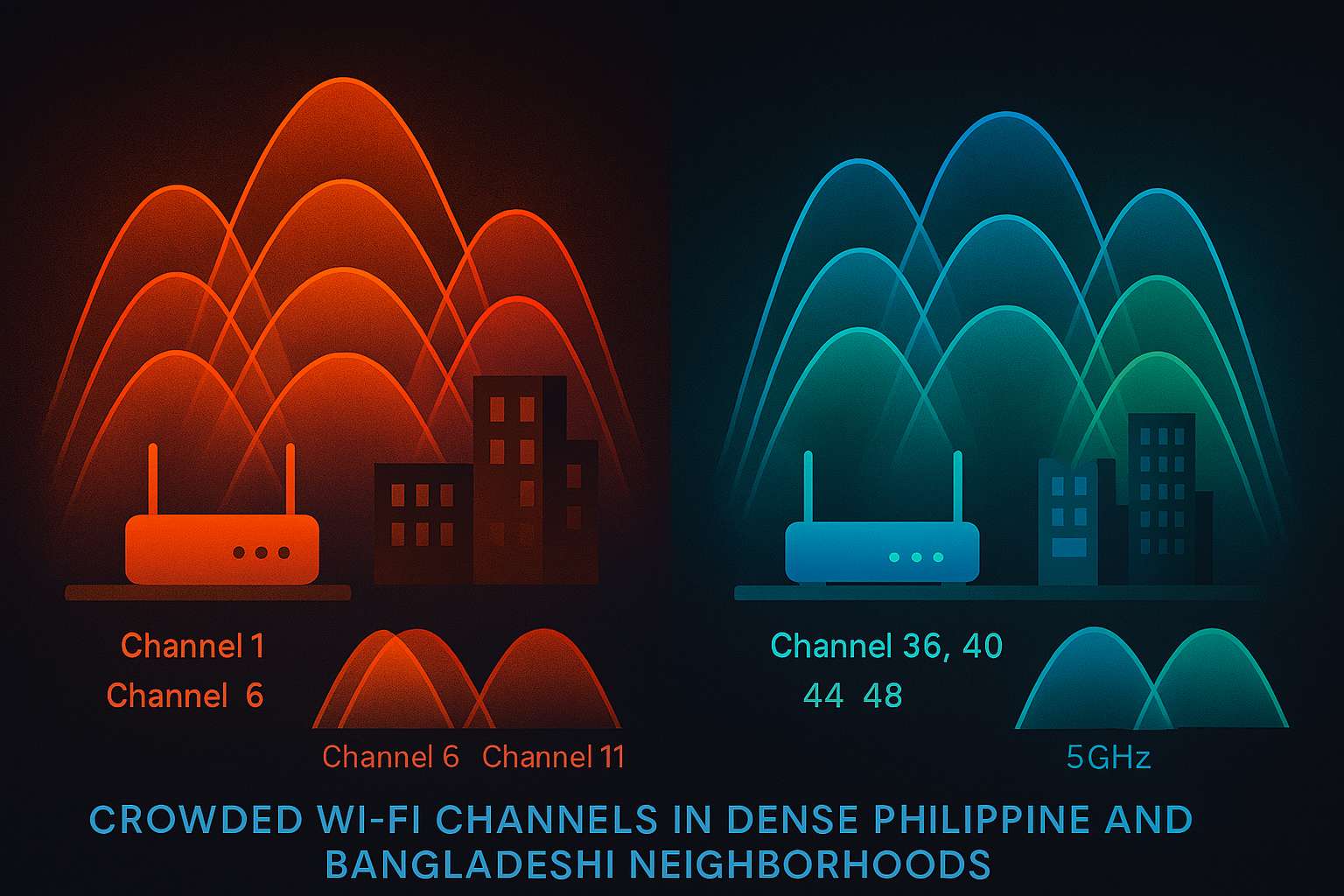 WiFi channel optimization visual guide for less interference